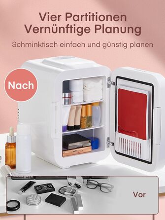 Міні-холодильник FOHERE 5 л зі світлодіодним дзеркалом, 220 В змінного струму / 12 В постійного струму, холодильник для напоїв, не