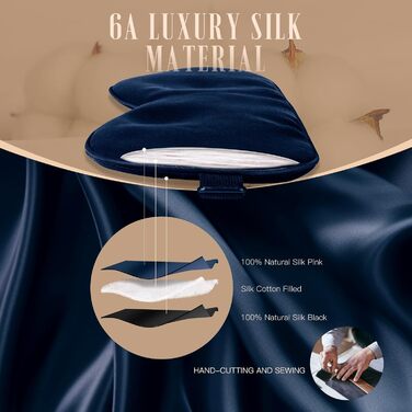 Шовкова маска для сну BLSSNZ, м'яка, дихаюча, органічна, з натурального шовку шовковиці, непрозора, з регульованими ремінцями (тем