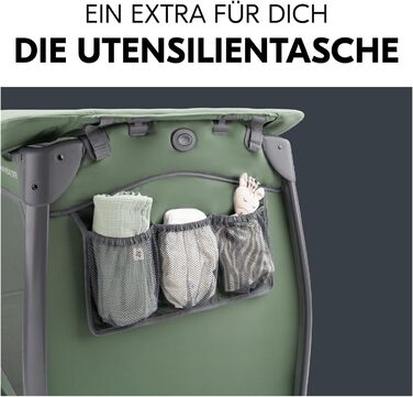 Темно-зелений - дитяче ліжечко для подорожей від народження до 15 кг з вкладишем для новонароджених, пеленальний килимок, сумка для перенесення, колеса, ігрова зона XL, компактна та складається. Play N Relax Center темно-зелений