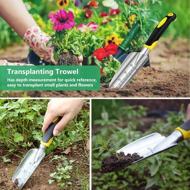 Набір садових інструментів 5 в 1 з нержавіючої сталі ручний совок, секатор, граблі, садові рукавички та аксесуари