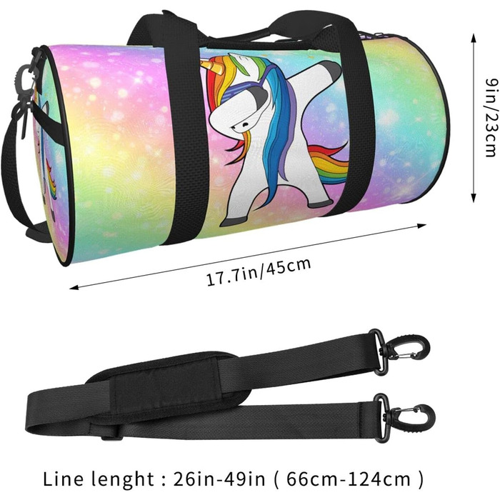 Яскрава дорожня сумка з веселим єдинорогом, що танцює, для спортзалу, подорожей, спорту, великих покупок, а також як сумка для ночівлі та вихідних для чоловіків та жінок.