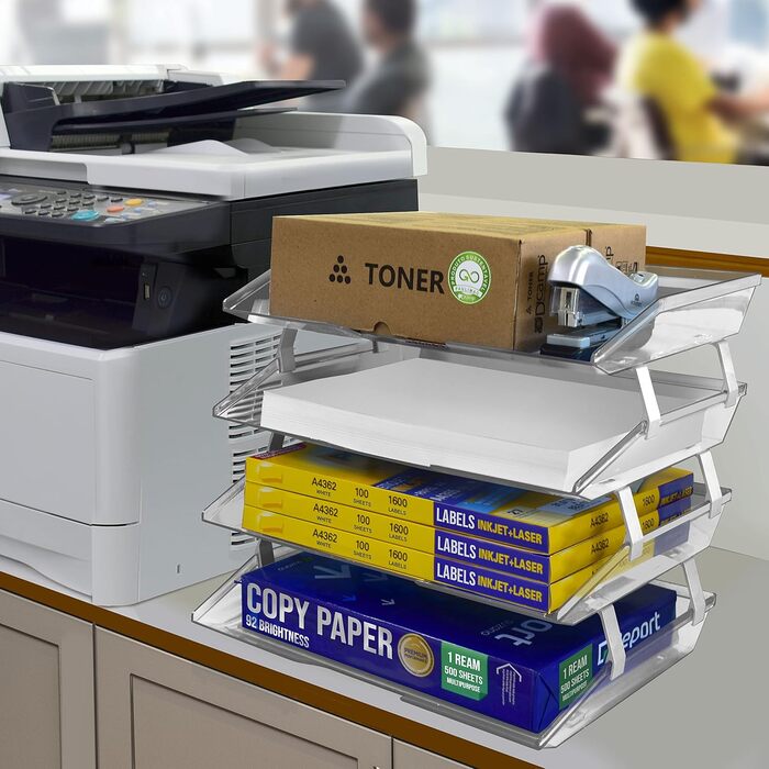 Лоток для листів Acrimet Facility з 4 рівнями та боковим завантаженням, лоток для листів формату A4, настільний органайзер для файлів, пластик (прозорий кришталь)