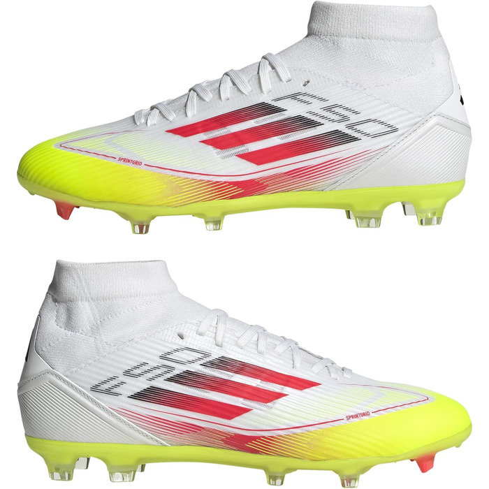 Футбольні бутси adidas F50 League Mid FG/MG, жіночі, колір 39 1/3, колір Cloud White, яскраво-червоний, сонячно-жовтий
