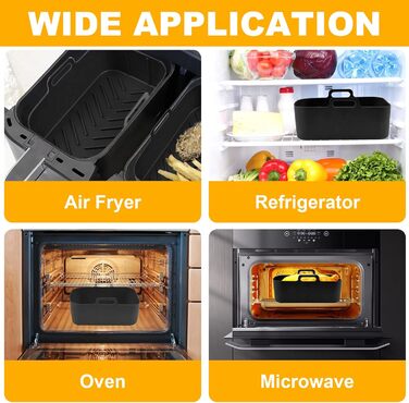Силіконовий горщик Pipihome для подвійної фритюрниці Ninjas, подвійний силіконовий кошик 2PCS Liner, аксесуари для стійки для фритюрниці, духовки, мікрохвильової печі (чорний)