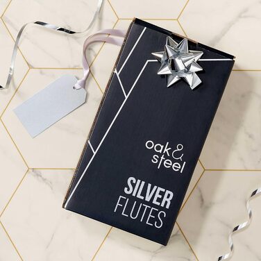 Елегантні срібні келихи для шампанського з нержавіючої сталі, 285 мл - Подарунковий набір Небитке скло - ідеально підходить для лі