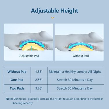 Регульована подушка для поперекової підтримки RESTCLOUD для сну, подушка для спини з піни з ефектом пам&39яті для полегшення болю в попереку, подушка для спини для сну, місячно-сірий колір. У комплекті 2 знімні накладки.