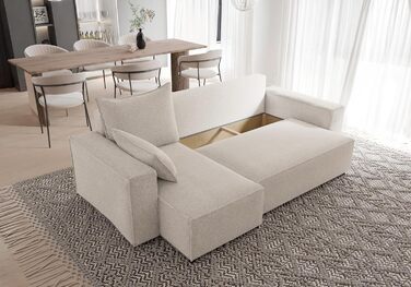 Кутовий диван з функцією сну Tobi 246x145 см - Диван - Диван з ящиком для зберігання - Кутовий диван - L-подібний - Диван-ліжко - Диван-ліжко з ящиком для зберігання - Універсальний (Centaur 01 Бежевий)