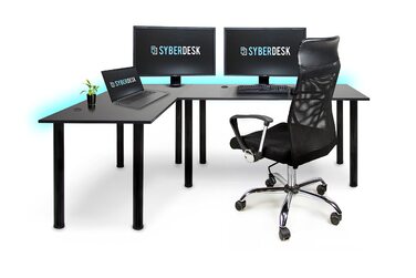 Кутовий стіл SyberDesk Gaming Pro LED 185 x 120 см зі світлодіодним підсвічуванням, великий комп&39ютерний стіл (лівий)