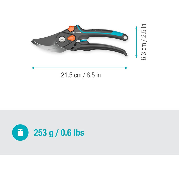 Садові ножиці Gardena PremiumCut Pro Flex, обхідний різ, для свіжої деревини, діаметр різу 24 мм, ергономічні ручки, леза PowerCoating, виготовлені в Німеччині (12252-20) Свіжа деревина, плавно регульована ширина ручки