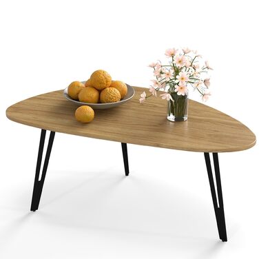 Сучасний овальний дерев&39яний журнальний столик Manora, невеликий столик для вітальні, столик-диван, компактний та стильний (світлий дуб)