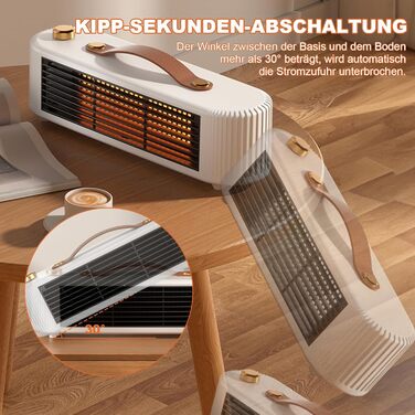 Енергозберігаючий міні-вентиляторний обігрівач потужністю 800 Вт, портативний керамічний вентиляторний обігрівач з термостатом для кемпінгу та ванних кімнат, захист від перегріву та перекидання, тихий (білий)