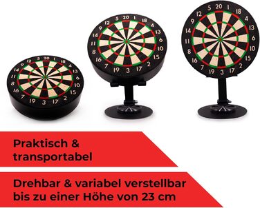 Міні-мішень для дартсу Karella Bulli, мініатюрна мішень для дартсу Ø 15 см з регульованою металевою підставкою, комплект включає 6 міні-дартиків (сталь), для дому, столу, декору, подарунка