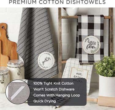 Колекція чайних рушників DII Happy Halloween, оздоблена бавовна, набір кухонних рушників, 45,7 х 71,1 см, дамаск з черепом/будинок