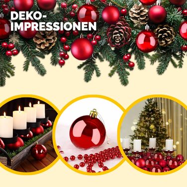 Різдвяні кульки набір з 54 шт червоні Deuba