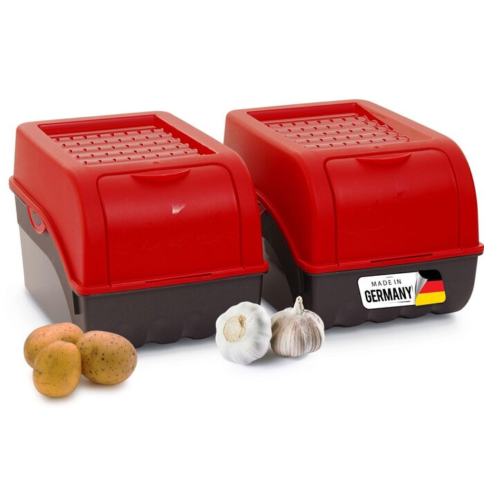 Ящик для зберігання картоплі Novaliv 2 середні 5 л ЧЕРВОНИЙ Ящик для картоплі Штабелюваний ящик для овочів, ящик для цибулі, кошик для картоплі, контейнер для фруктів, ящик для картоплі, контейнер для зберігання цибулі, контейнер для зберігання продуктів,