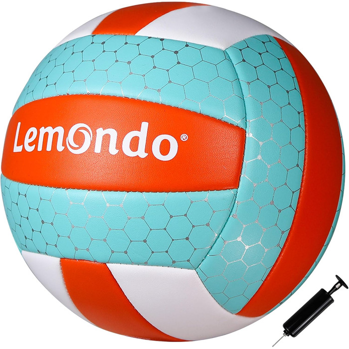 Волейбольний м'яч Lemondo, Розмір 5, М'який поліуретан (PU), Водонепроникний та нековзний, Для приміщень та вулиці (з насосом)