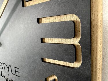 Настінний годинник FLEXISTYLE ECO, великий, квадратний, під дерево, безшумний, для вітальні та спальні, Made in EU (чорний, 60 см)