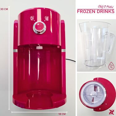 Подрібнювач льоду Chef-o-Matic Заморожені напої, лезо з нержавіючої сталі, 1,1 л, приготування каші, коктейлів, напоїв та кубатів, простий у використанні