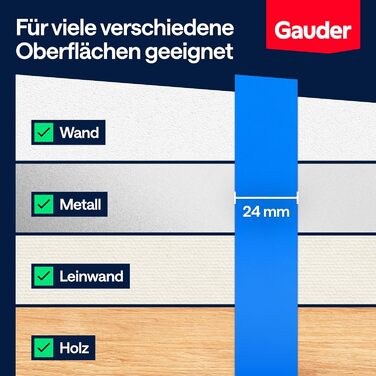 Малярська стрічка GAUDER для точних країв фарби - малярська стрічка для малярних робіт - синя малярська стрічка та малярська стрічка - малярська стрічка з паперу васі - малярська стрічка - малярська стрічка (12 рулонів - 24 мм x 50 м) 24 мм x 12 рулонів