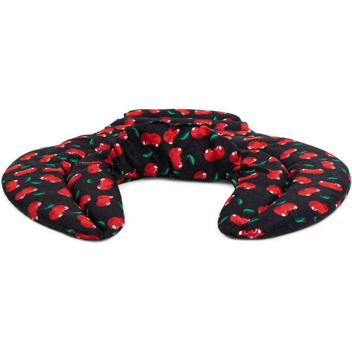 Подушка для шиї для шийного відділу хребта - шия плечі спина - вишнево-чорна - подушка з насінням льону - подушка для шиї з підігрівом - подушка для шиї, вишнево-чорна, з насінням льону