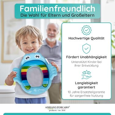 Дитяче сидіння для унітазу - Зручний для дітей дизайн жабки I Дитяче сидіння для унітазу із захистом від бризок I Легко встановити