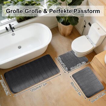 Комплект килимків для ванної CEWROM з 3 предметів з піни з ефектом пам&39яті, м&39який килимок для ванної з піни з ефектом пам&39яті та U-подібний килимок для туалету, комплект килимків для ванної з мікрофібри, килимки для ванної кімнати, які можна прати 