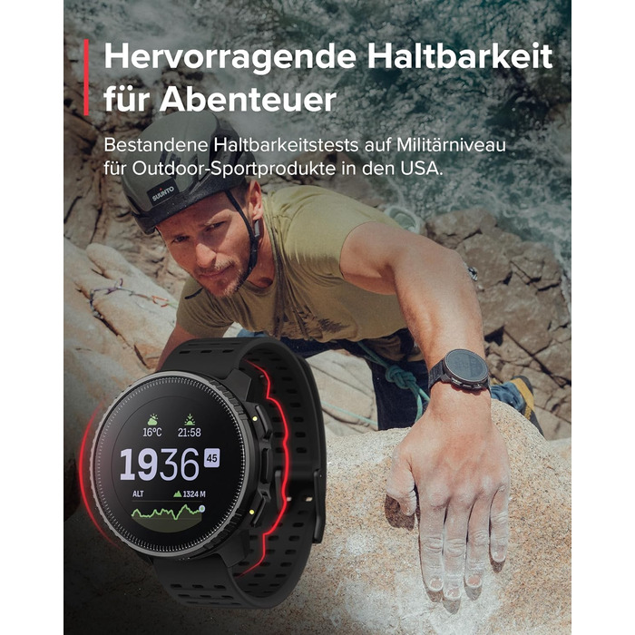 Годинник SUUNTO Vertical Adventure смарт-годинник із GPS, двочастотна GPS-навігація, безкоштовні офлайн-карти, сонячна зарядка, час роботи від батареї до 65 днів, корпус військового класу, водонепроникність 100 м, повністю чорний вертикальний корпус