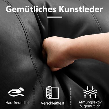 Електрично регульоване крісло-реклайнер з функцією відкидання спинки, крісло для телевізора зі штучної шкіри з масажем та підігрівом, сучасне кінокрісло зі світлодіодним підсвічуванням/USB, до 150 кг (чорне, 1 крісло-реклайнер з консоллю) Чорне 1 крісло-р