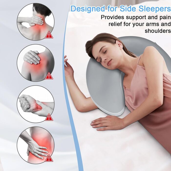 Ергономічна подушка для сну на боці з проймою, подушка для шиї, подушка для голови для сну на боці, подушка для шиї з піни з ефектом пам&39яті для сну на боці, спині та животі, 2 наволочки в комплекті