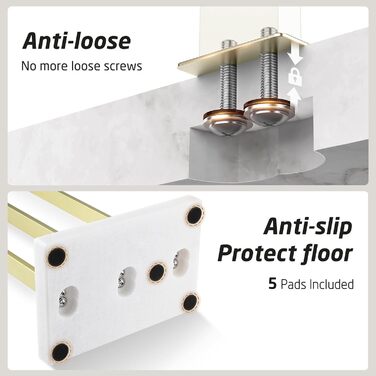 Вішалка для рушників KES, золотого кольору, тримач для рушників з 3 шт. ангами, окремостояча підставка для рушників, мармур та нержавіюча сталь 18/8, матове золото BTH217S3-BZ