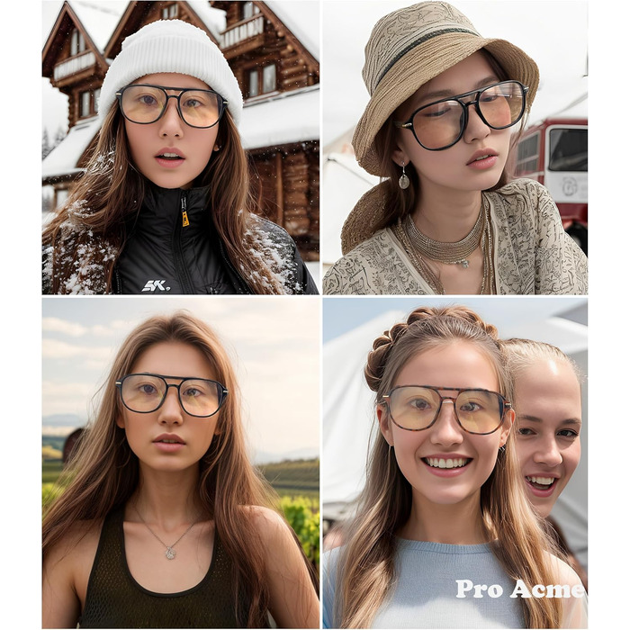 Окуляри Pro Acme Blue Light Blocking Glasses - Великі квадратні окуляри з оправою 70-х для жінок, чоловіків, комп&39ютерні окуляри 7202A A1, чорні