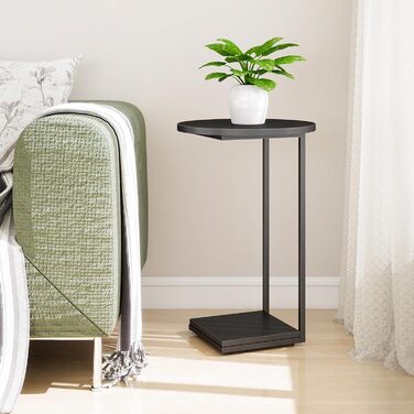 Приставний столик HDANI C, тумбочка під диван, що розсувається, приставний столик у вітальню чорного кольору 40*40*60 см