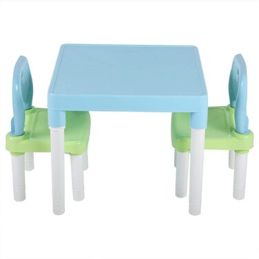 Комплект столу та стільців SIXRUN, пластик ПП, зручний дизайн, багатофункціональний для навчання мистецтву та гри (синьо-зелений)