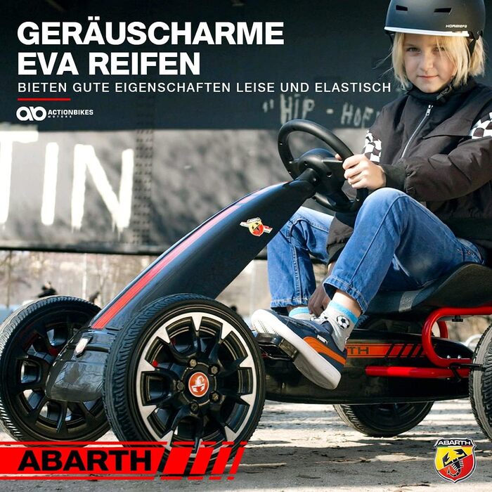 Екшн-велосипеди Motors GoKart Abarth FS595 Kettcar - Картинг - Педальний автомобіль з ручним гальмом - Закритий корпус з ланцюгом