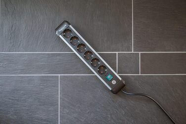 Розеткова планка Brennenstuhl Premium-Alu-Line 6-кратна/розеткова планка з високоякісного алюмінію (розетка на кілька розеток з ви