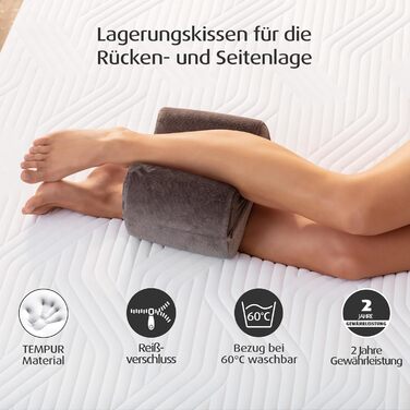 Подушка для ніг TEMPUR з піни з ефектом пам&39яті, опорна подушка для зняття тиску та комфортного положення гомілки, чохол, який можна прати (20 x 54 x 10 см), антрацит