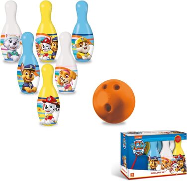 Набір для боулінгу Щенячий патруль ВКЛЮЧАЄ 1 мяч та 6 значків із тематикою Щенячий патруль Спортивна іграшка Гра для дітей 2, 3, 4 років 28308