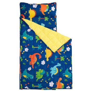 Спальний мішок Sivio з обтяженою ковдрою (1,3 кг) та знімною подушкою, спальний мішок, синій дизайн з динозаврами, 130 x 50 см