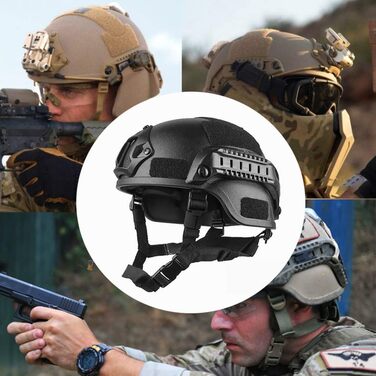 Шолом Fast з м&39якою підкладкою, розмір 22,05-23,62 дюйма, регульований, універсальний страйкбольний шолом для пейнтболу з бічними планками, кріпленням для NVG для полювання (чорний)