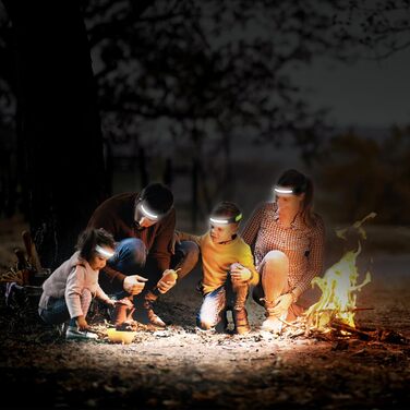 Налобний ліхтар Outdoor Vibes із широким кутом огляду, світлодіодний, що перезаряджається від USB, з пов&39язкою на голову для кемпінгу, бігу, риболовлі, ремонту, пригод, чорний, розміри S-XXL ()