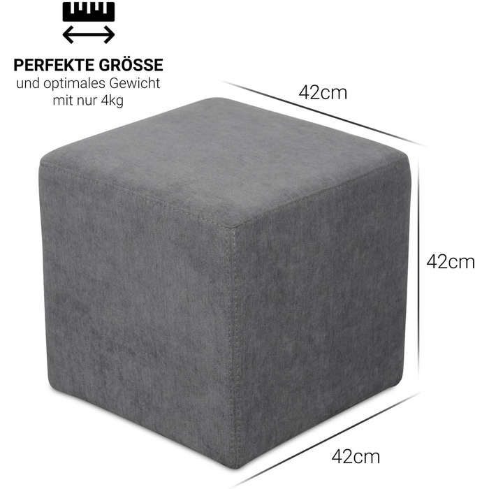 Кубоподібне сидіння 42 см - Високоякісний, простий у догляді пуф-стілець - Пуф вагою лише 4 кг - Ідеальний варіант для сидіння (Coral12)