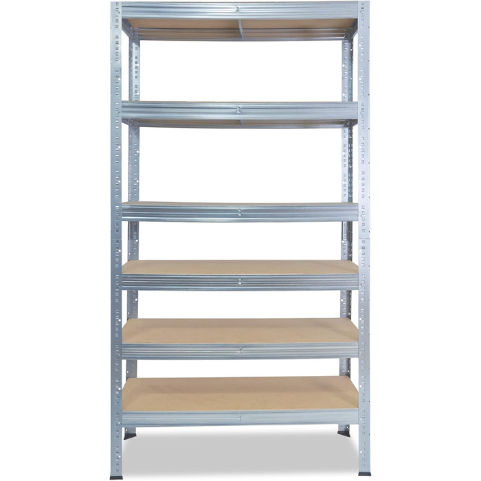 Професійний надміцний стелаж, оцинкований/металевий стелаж з 6 полицями, вантажопідйомність 166 кг кожна/металевий стелаж для підвалу, гаражний стелаж, стелаж для майстерні або стелаж для зберігання/навісний стелаж, металевий, В 200см / Ш 110см / Г 40см, 