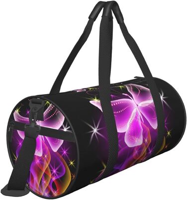 Спортивна сумка для подорожей, малюнок танцюючий метелик, чорний колір, універсальний розмір