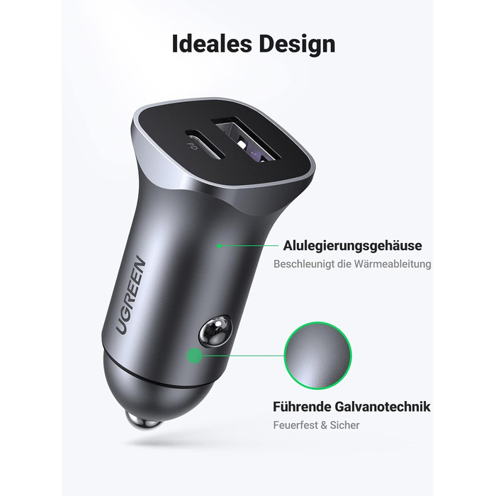 Вт прикурювач USB C USB адаптер Міні металевий автомобільний зарядний пристрій PPS Fast Charge Dual Port Автомобільний зарядний пр