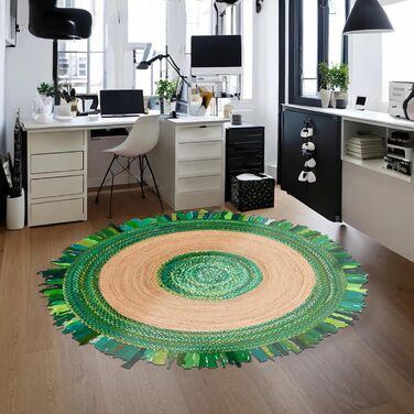 Індійський ремісничий килим CASAVANI, круглий, кілім, натуральна китиця, бавовна чінді, джутовий килим, килим плоского плетіння, в