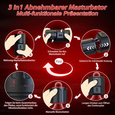 Електричний мастурбатор-секс-іграшка для чоловіків - мастурбація, секс-іграшка для чоловіків, соло, пари, екстремальний секс з 10 вібраційними та обертовими функціями, кишенькові мастурбатори для пеніса, мінетні секс-іграшки