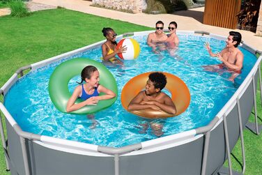 Басейн Bestway Power Steel Frame Pool Complete with Filter Pump 488 x 305 x 107 см, сірий, овальний