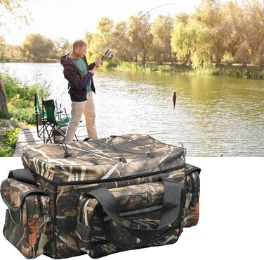 Сумка для рибалки YUEMING велика, 50 * 30 * 25 см, сумка для рибалки з м&39якою лямкою і ручками для перенесення, ящик для рибалки, кейс для рибалки, сумка для рибалки, універсальна сумка, сумка для коропа камуфляж-2