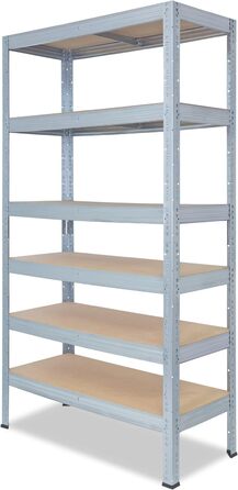 Професійний надміцний стелаж, оцинкований/металевий стелаж з 6 полицями, вантажопідйомність 166 кг кожна/металевий стелаж для підвалу, гаражний стелаж, стелаж для майстерні або стелаж для зберігання/навісний стелаж, металевий, В 200см / Ш 110см / Г 40см, 