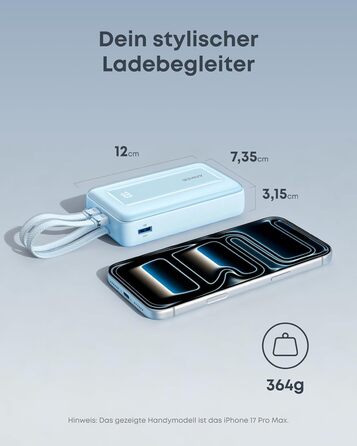 Зовнішній зарядний пристрій Anker Zolo (оновлення 2025 року), швидка зарядка 45 Вт, акумулятор ємністю 20000 мАг, два вбудовані кабелі USB-C, 1 порт USB-C та 1 порт USB-A, для iPhone серії 17/16, Galaxy, MacBook та інших, кабелі USB-C 45 Вт*2, чорний